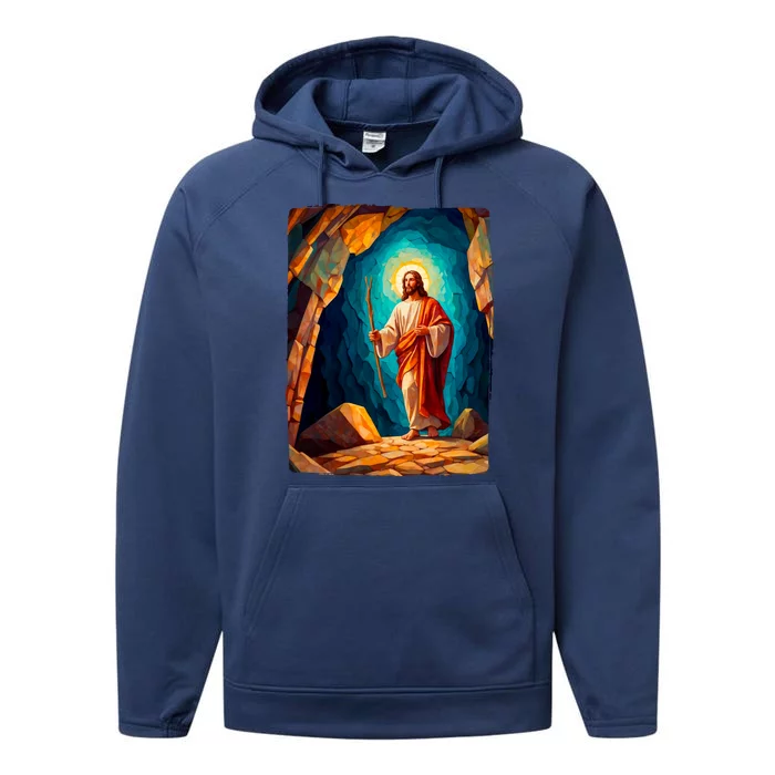 Jesus Christ Scene Portrait Performance Fleece Hoodie