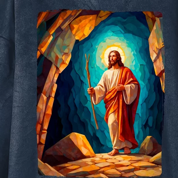 Jesus Christ Scene Portrait Hooded Wearable Blanket