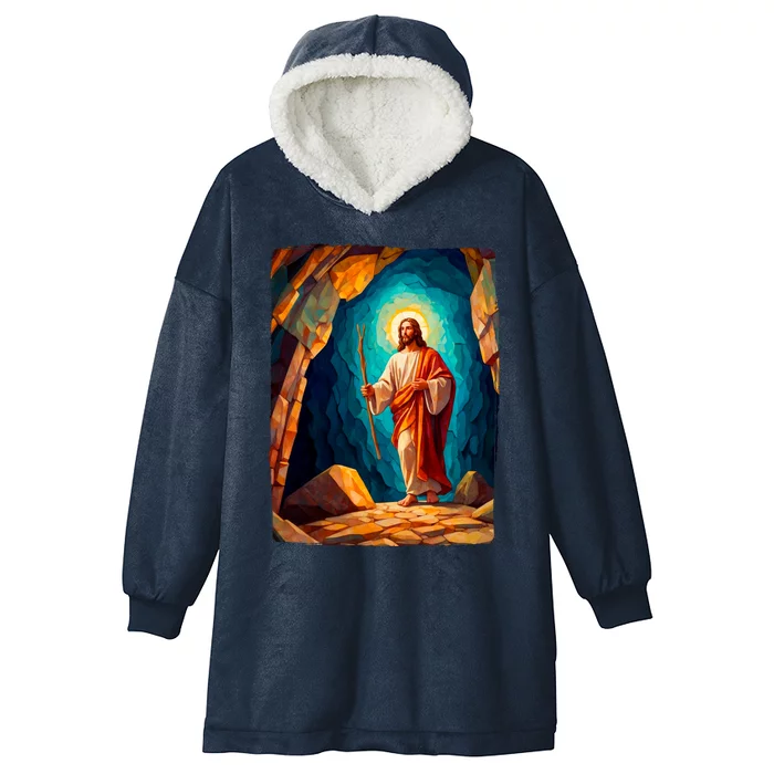 Jesus Christ Scene Portrait Hooded Wearable Blanket