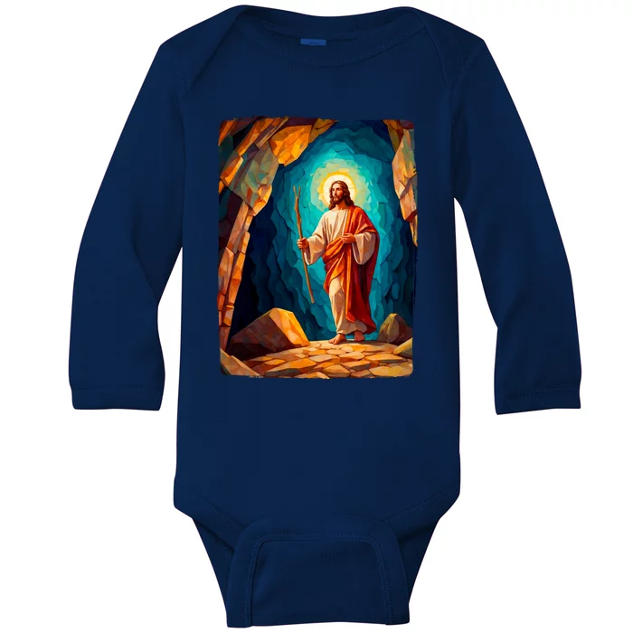 Jesus Christ Scene Portrait Baby Long Sleeve Bodysuit