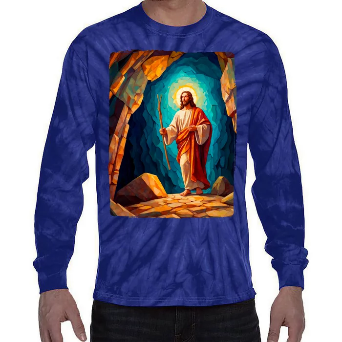 Jesus Christ Scene Portrait Tie-Dye Long Sleeve Shirt