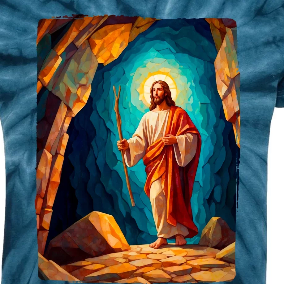 Jesus Christ Scene Portrait Kids Tie-Dye T-Shirt