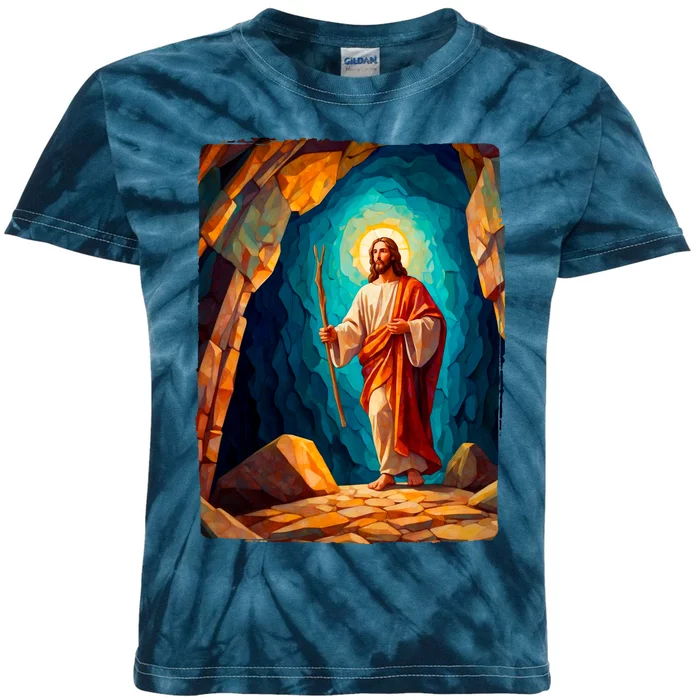 Jesus Christ Scene Portrait Kids Tie-Dye T-Shirt