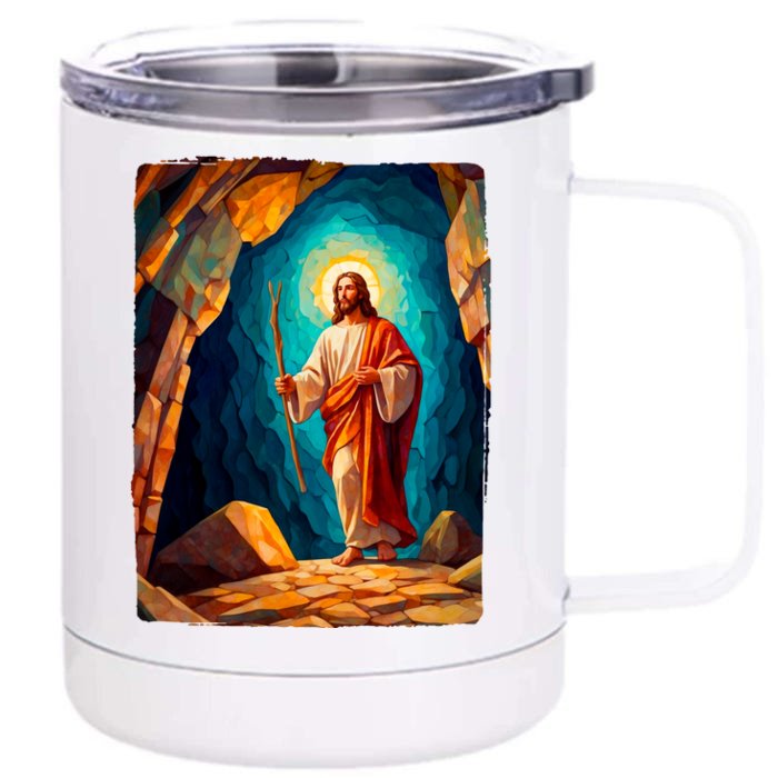 Jesus Christ Scene Portrait Front & Back 12oz Stainless Steel Tumbler Cup