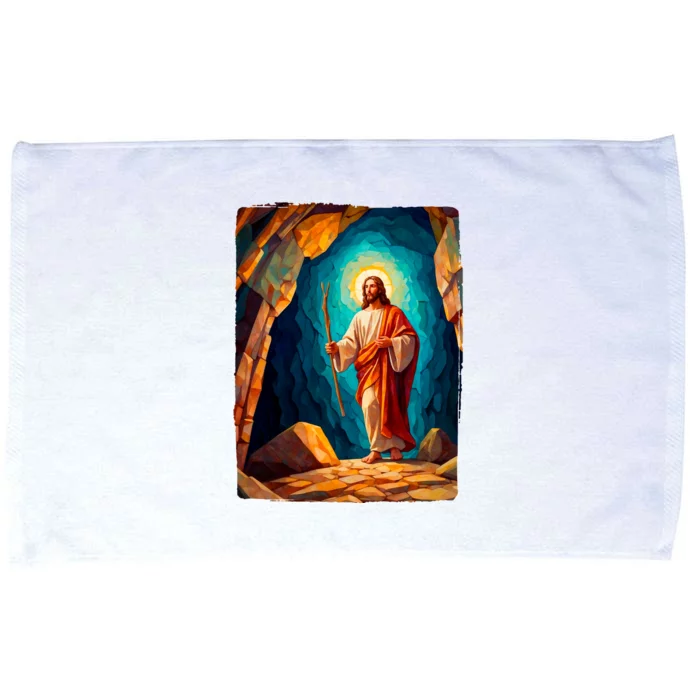 Jesus Christ Scene Portrait Microfiber Hand Towel