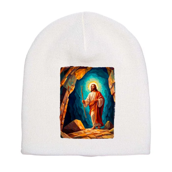 Jesus Christ Scene Portrait Short Acrylic Beanie