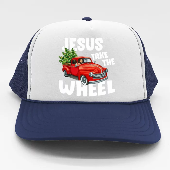 Jesus Christ Take The Wheel Red Truck Christmas Christian Trucker Hat