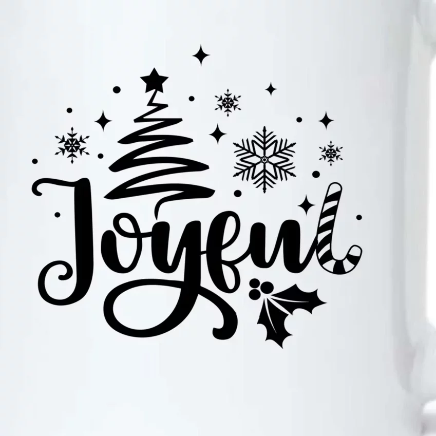 Joyful Christmas Tree Mistletoe Snowflakes Candy Cane Xmas Gift Black Color Changing Mug