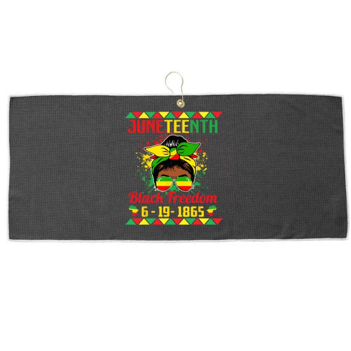 Juneteenth Celebrations through glasses of Bold Black Wo Large Microfiber Waffle Golf Towel