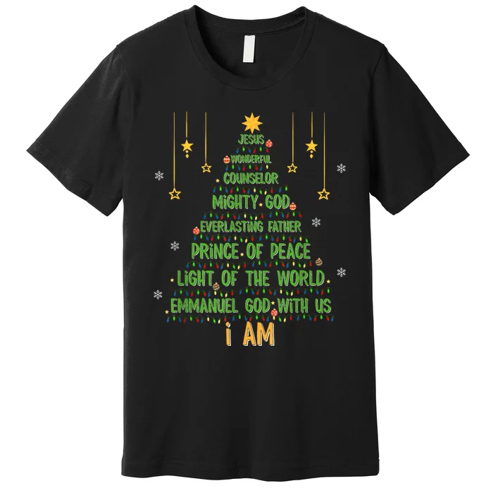 Jesus Christmas Tree Christian Faith Holiday Nativity Premium T-Shirt