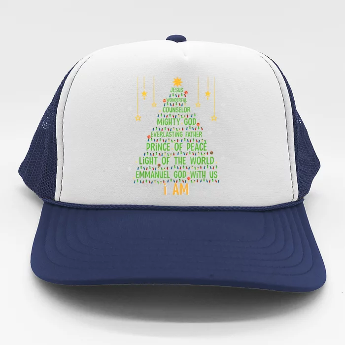 Jesus Christmas Tree Christian Faith Holiday Nativity Trucker Hat