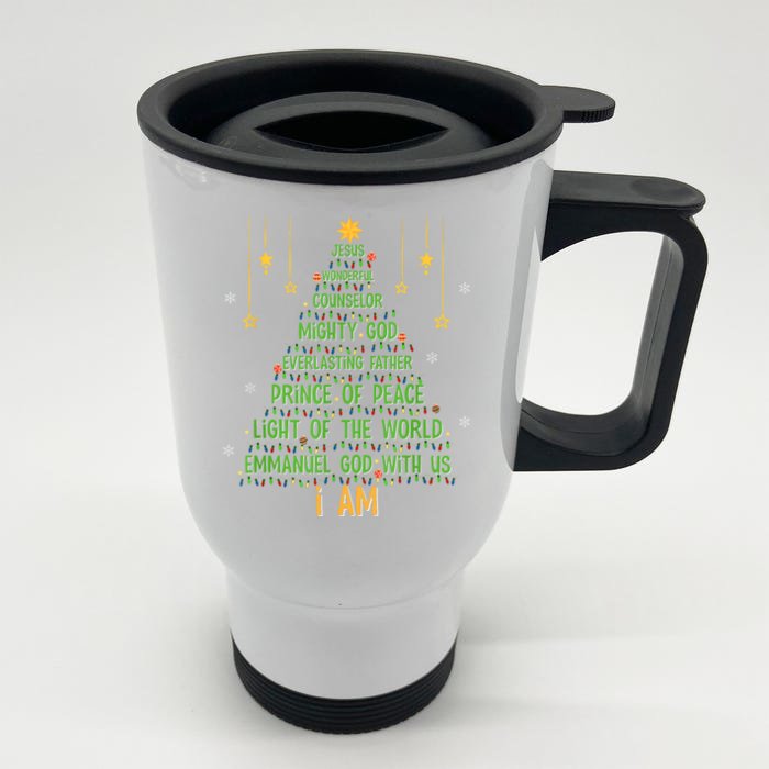 Jesus Christmas Tree Christian Faith Holiday Nativity Front & Back Stainless Steel Travel Mug