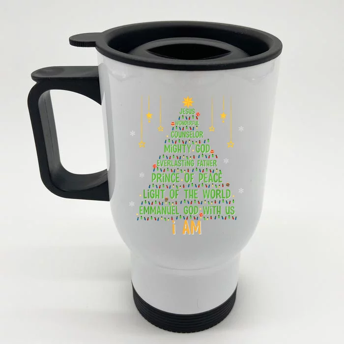 Jesus Christmas Tree Christian Faith Holiday Nativity Front & Back Stainless Steel Travel Mug