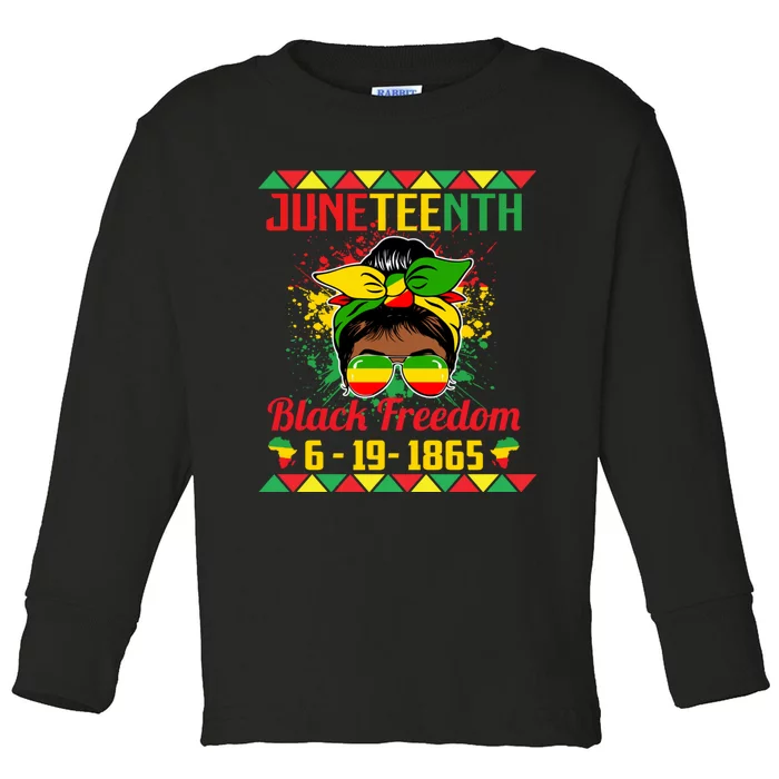 Juneteenth Celebrations Through Glasses Of Bold Black Women Toddler Long Sleeve Shirt