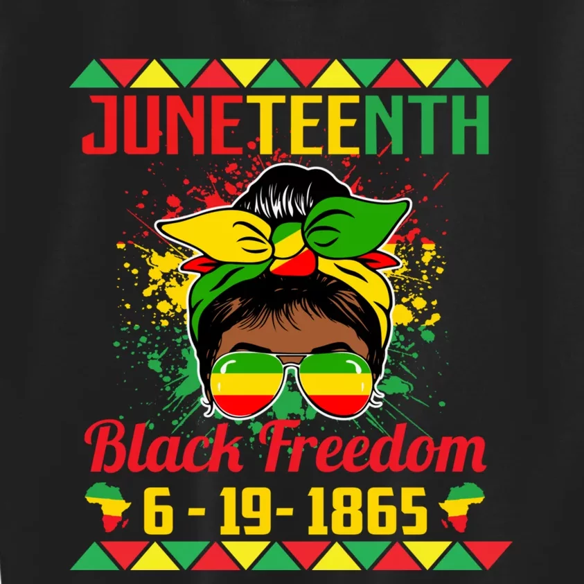 Juneteenth Celebrations Through Glasses Of Bold Black Women Kids Sweatshirt