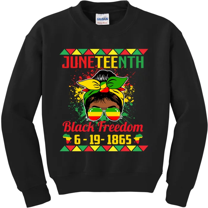 Juneteenth Celebrations Through Glasses Of Bold Black Women Kids Sweatshirt