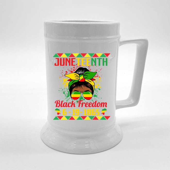 Juneteenth Celebrations Through Glasses Of Bold Black Women Front & Back Beer Stein