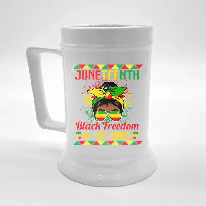 Juneteenth Celebrations Through Glasses Of Bold Black Women Front & Back Beer Stein