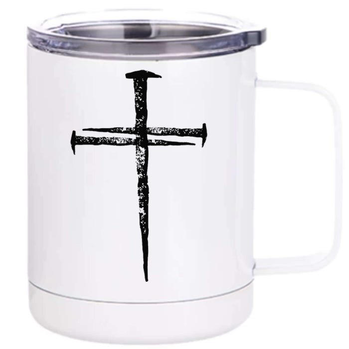 Jesus Cross Three Nails Christian Vintage Gift Front & Back 12oz Stainless Steel Tumbler Cup