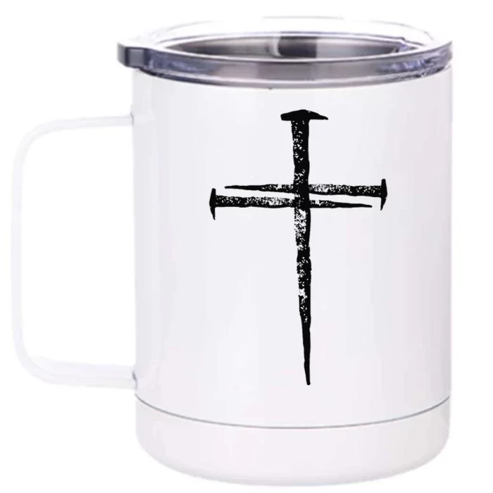 Jesus Cross Three Nails Christian Vintage Gift Front & Back 12oz Stainless Steel Tumbler Cup