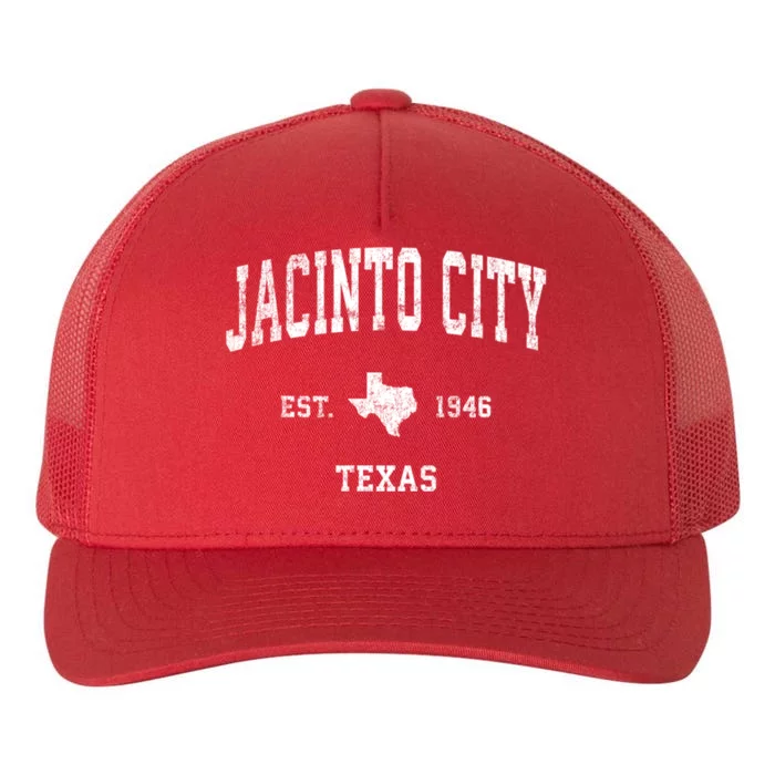 Jacinto City Texas Tx Vintage Sports Yupoong Adult 5-Panel Trucker Hat