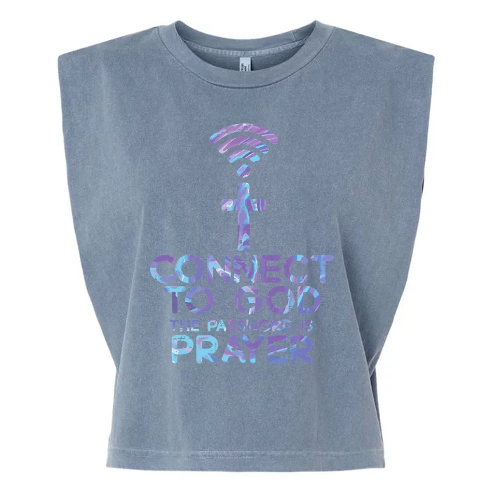 Jesus Christian Tee Connect To God The Password Is Prayer Garment-Dyed Women's Muscle Tee