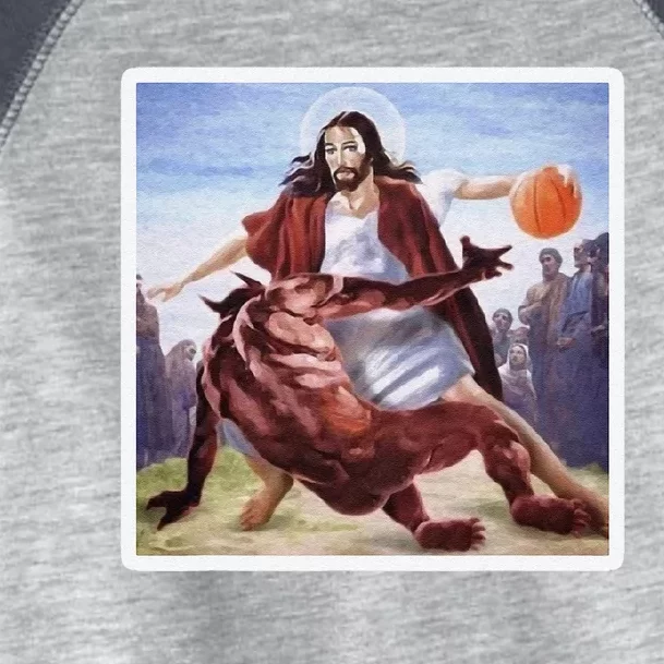 Jesus Crossing Up Satan Basketball Toddler Fine Jersey T-Shirt