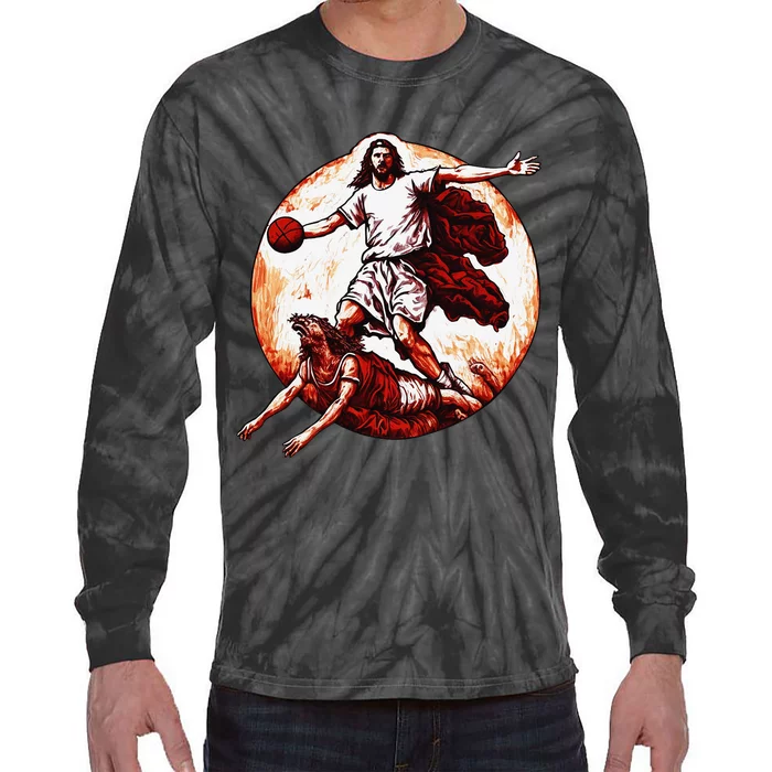 Jesus Crossing Up The Devil Christian Tie-Dye Long Sleeve Shirt