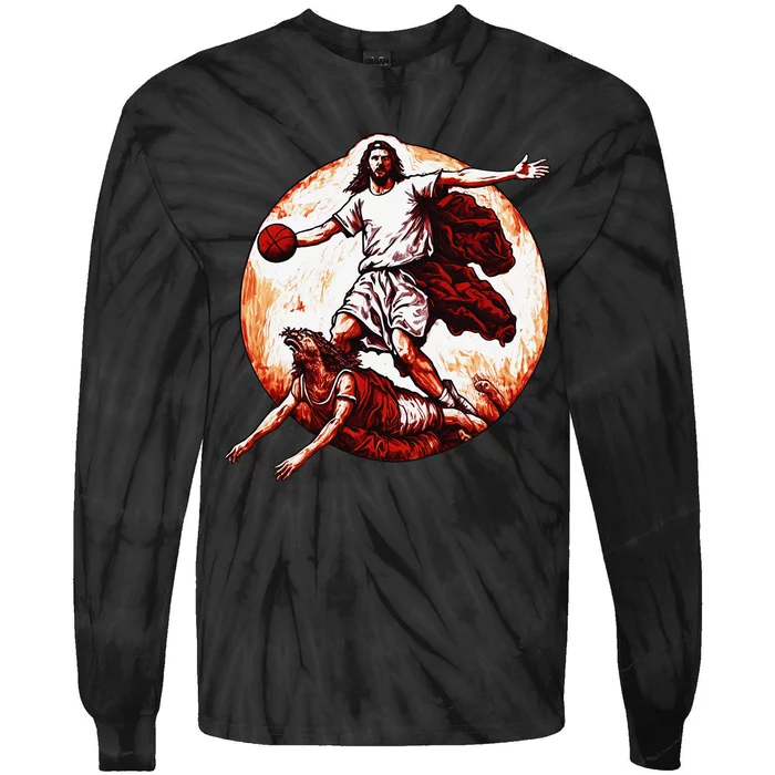 Jesus Crossing Up The Devil Christian Tie-Dye Long Sleeve Shirt