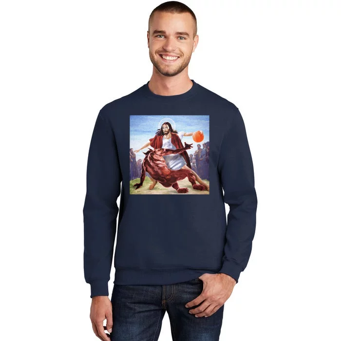 Jesus Crossing Up Satan Basketball Sweatshirt