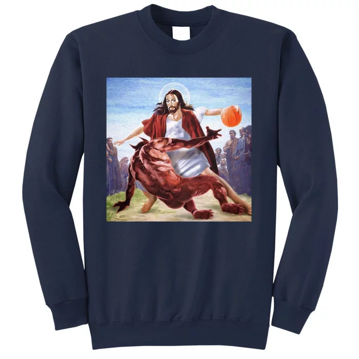 Jesus Crossing Up Satan Basketball Sweatshirt