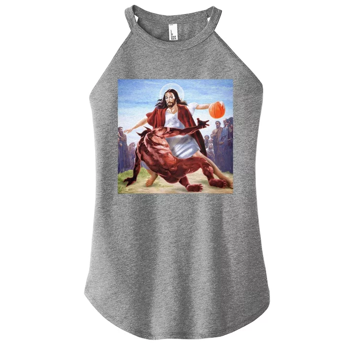 Jesus Crossing Up Satan Basketball Women’s Perfect Tri Rocker Tank