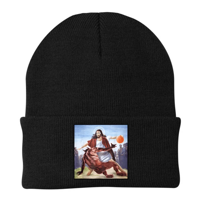 Jesus Crossing Up Satan Basketball Knit Cap Winter Beanie