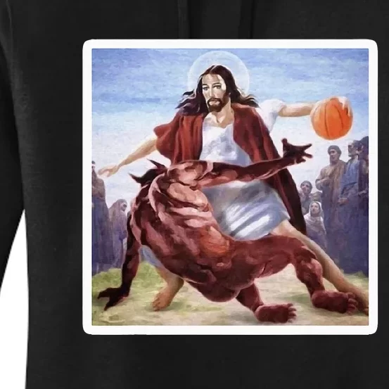 Jesus Crossing Up Satan Basketball Women's Pullover Hoodie