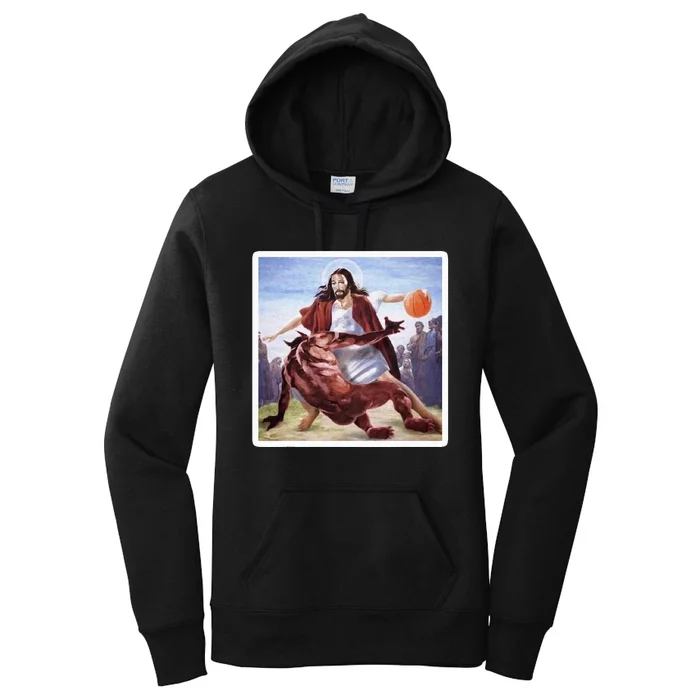 Jesus Crossing Up Satan Basketball Women's Pullover Hoodie