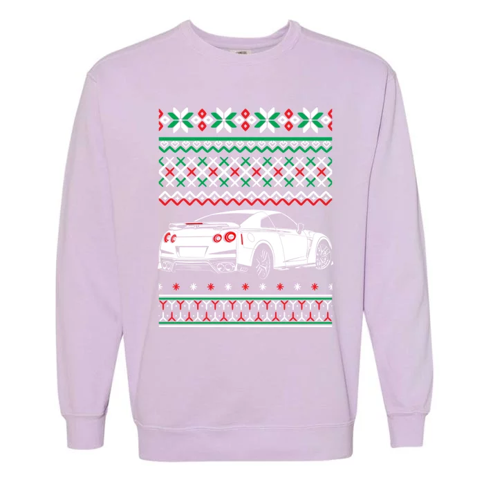 Jdm Car Ugly Christmas Drag Racing Drifting Enthusiast Xmas Gift Garment-Dyed Sweatshirt