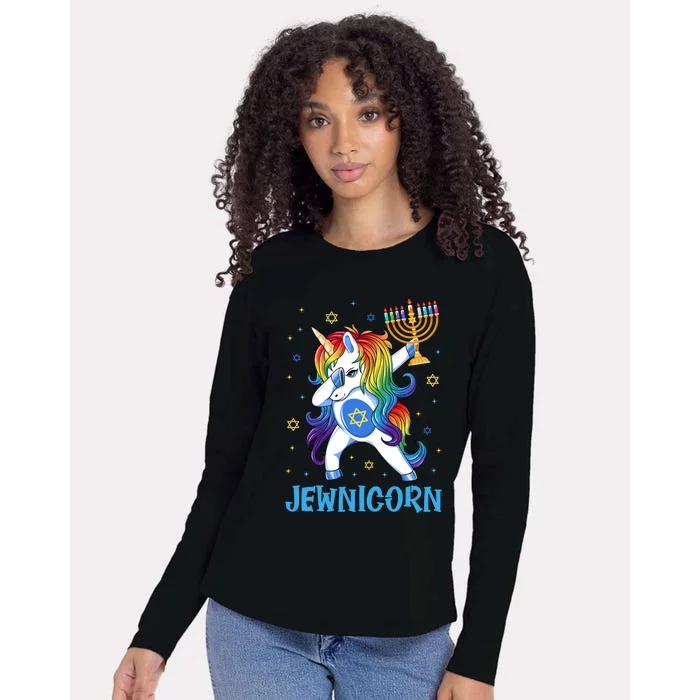 Jewnicorn Cute Unicorn Hanukkah Chanukah Pajamas Girls Womens Cotton Relaxed Long Sleeve T-Shirt