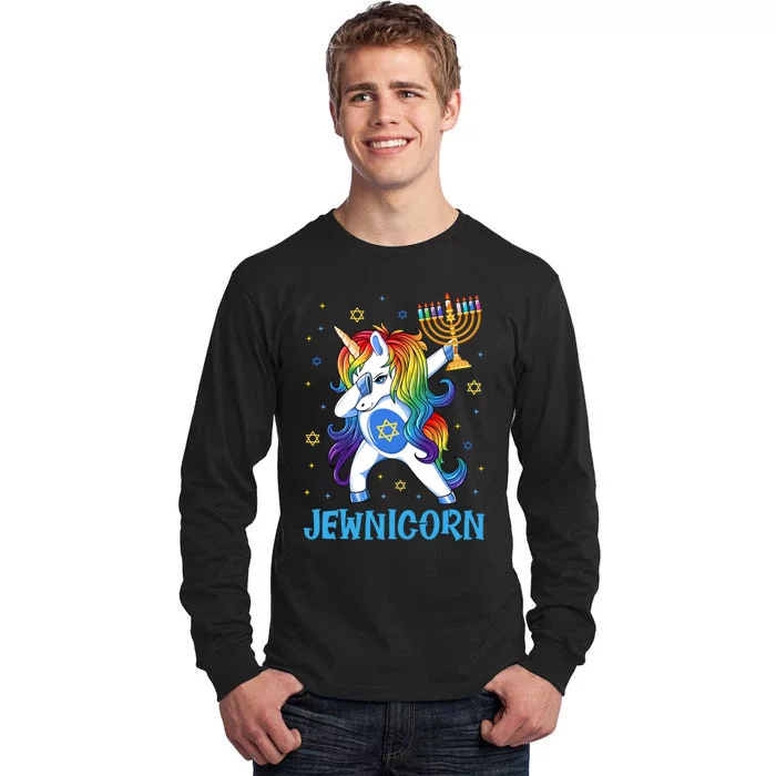 Jewnicorn Cute Unicorn Hanukkah Chanukah Pajamas Girls Tall Long Sleeve T-Shirt