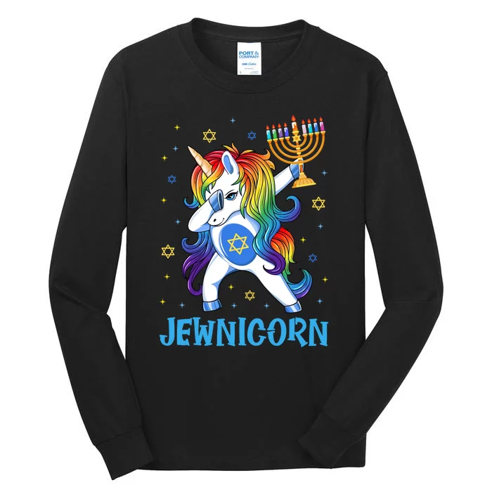 Jewnicorn Cute Unicorn Hanukkah Chanukah Pajamas Girls Tall Long Sleeve T-Shirt