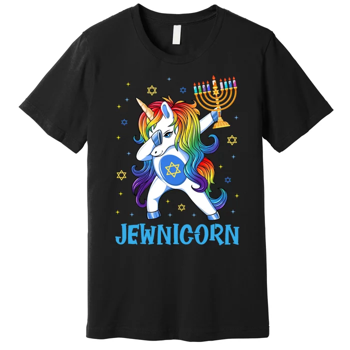 Jewnicorn Cute Unicorn Hanukkah Chanukah Pajamas Girls Premium T-Shirt