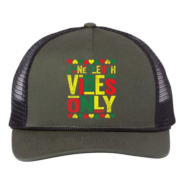 Juneteenth Cool Vibes Black History African American Retro Rope Trucker Hat Cap