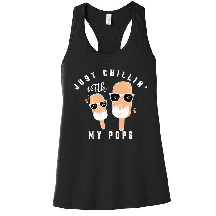 Just Chillin With My Pops Funny Creamsicle Popsicle Women's Racerback Tank