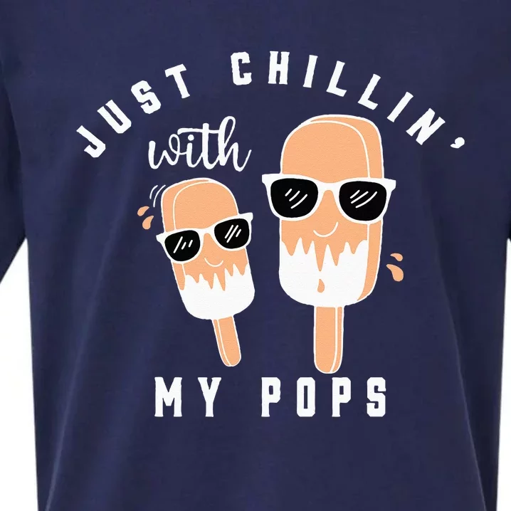 Just Chillin With My Pops Funny Creamsicle Popsicle Sueded Cloud Jersey T-Shirt