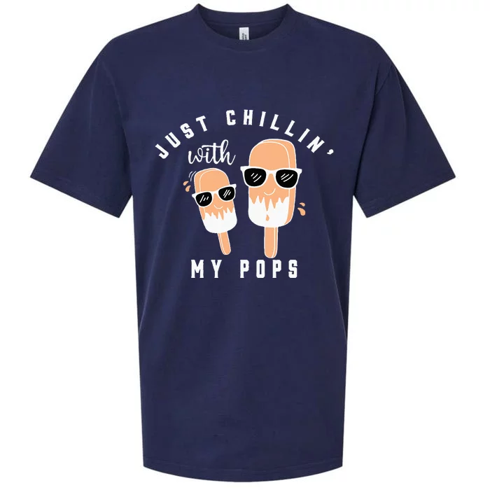 Just Chillin With My Pops Funny Creamsicle Popsicle Sueded Cloud Jersey T-Shirt