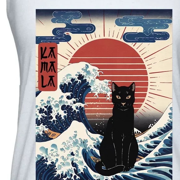 Japanese Cat Wave For Kamala Harris President Election Ladies Essential Flowy Tank