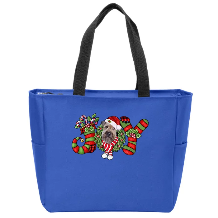 Joy Christmas Wheaten Terrier Dog Santa Pajamas Xmas Gift Zip Tote Bag