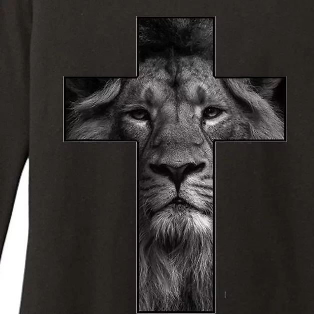 Jesus Cross With Lion Face, Faith In God Womens CVC Long Sleeve Shirt