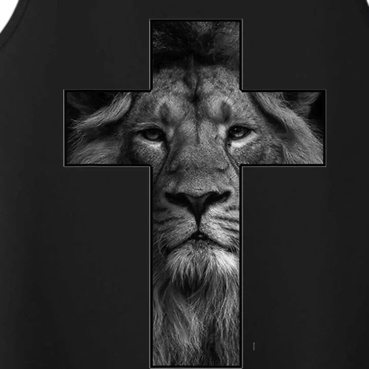 Jesus Cross With Lion Face, Faith In God Performance Tank