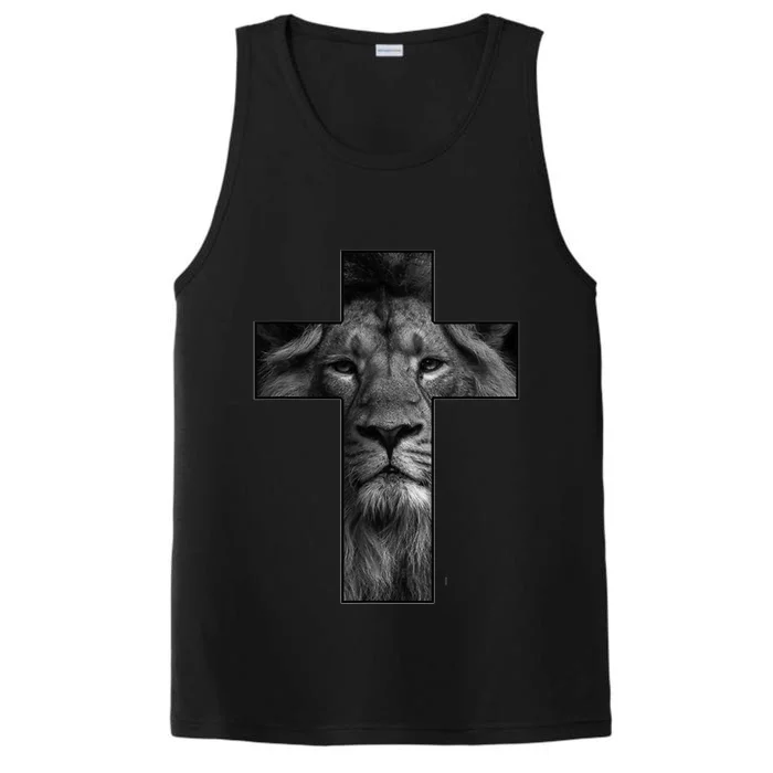 Jesus Cross With Lion Face, Faith In God Performance Tank