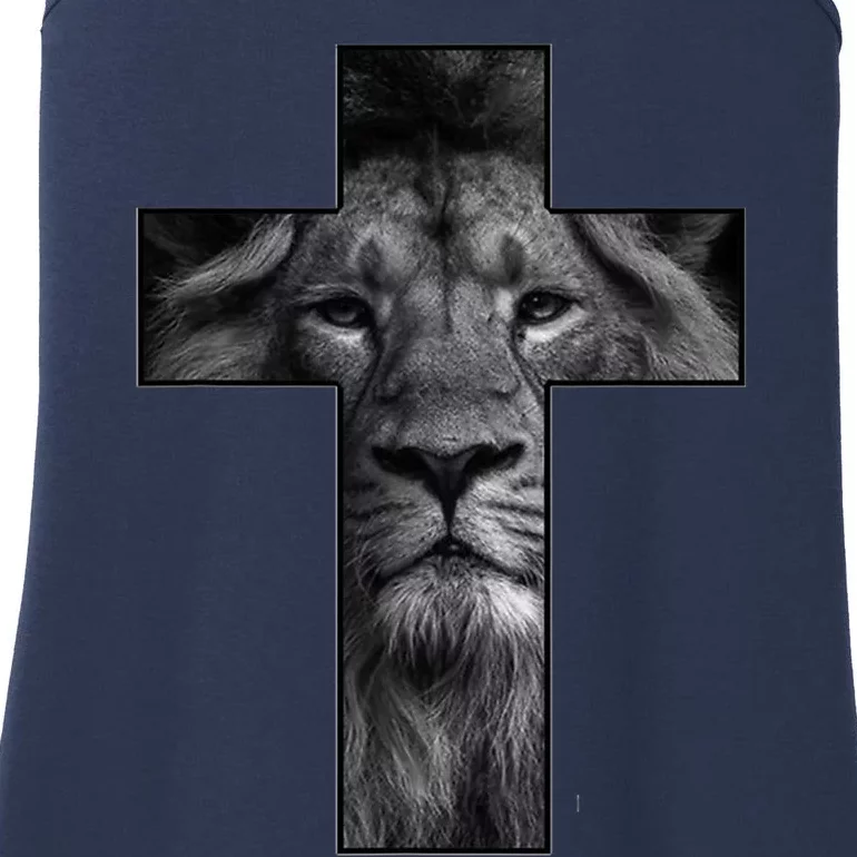 Jesus Cross With Lion Face, Faith In God Ladies Essential Tank